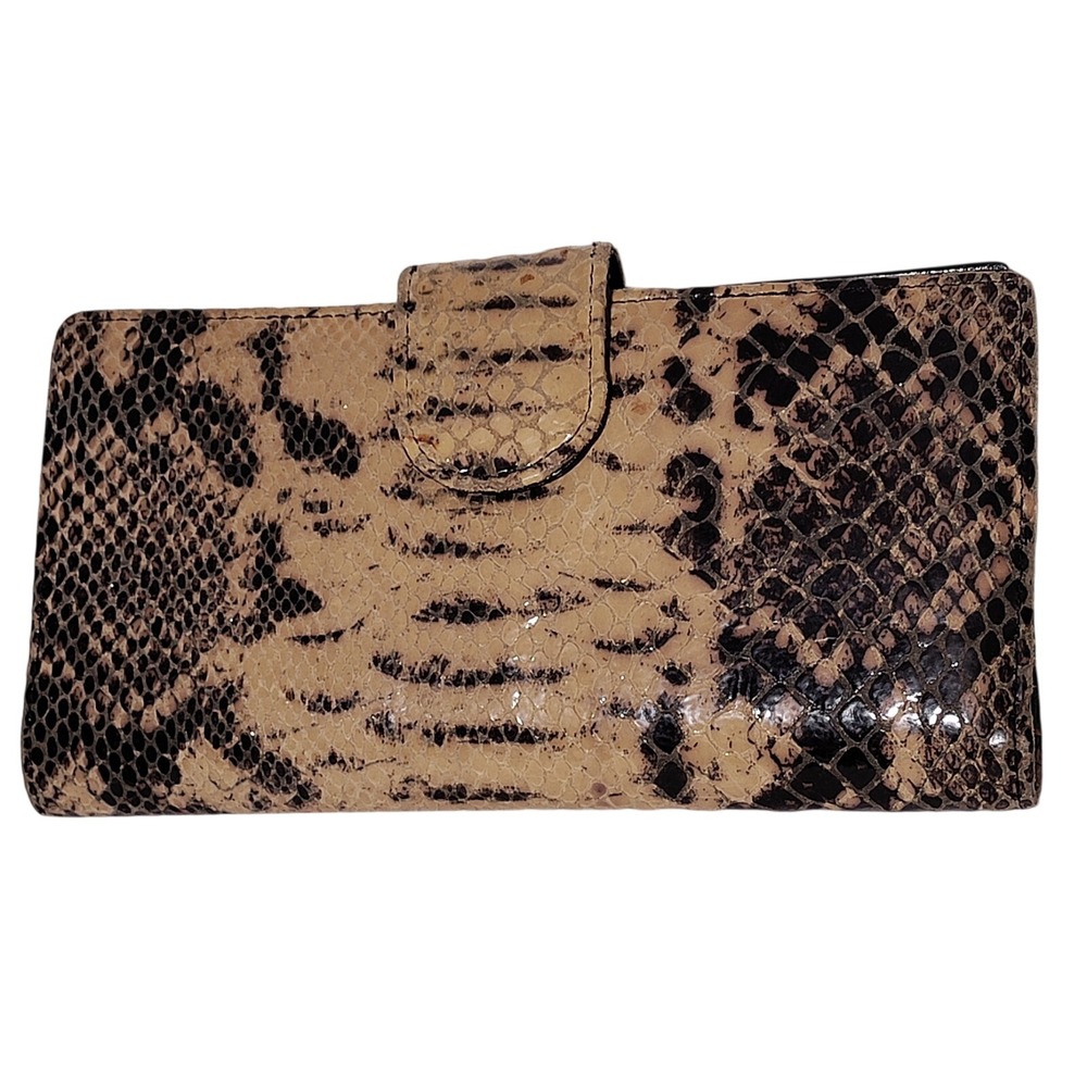 The Find Wallet Python Pattern Leather Wallet Snap Closure